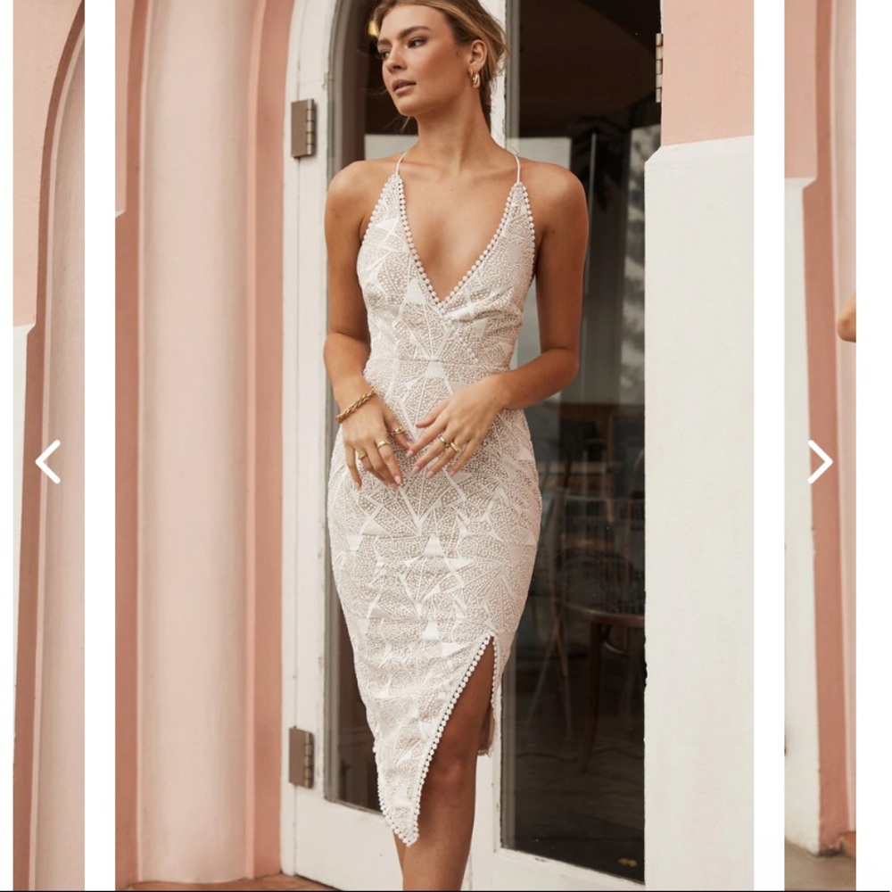 Fearless Asymmetrical Split Hem Embroidered Midi … - image 1